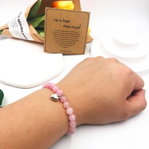 Miniatura 5 de Pulsera de regalo con texto en inglés "Get Well Soon" (0.315 in), pulseras curativas de piedra natural, hechas a mano, Life is Tough But So Are You