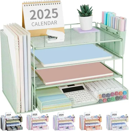 Miniatura 22 de OPNICE - Organizadores de escritorio y accesorios, para espacio de trabajo, suministros de oficina, organizador de archivos con 2 soportes para Negro