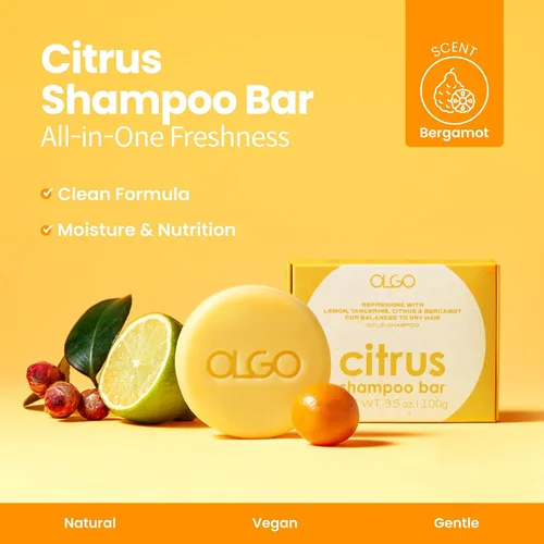 Miniatura 4 de Barra de champú cítrico Champú sólido todo en uno y gel de baño Aceites cítricos, argán y jojoba Cuidado diario suave, fórmula vegana