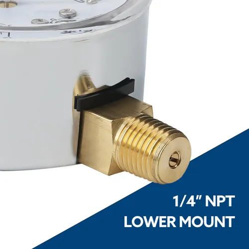 Miniatura 6 de SENCTRL 0-3 Psi Medidor de Baja Presión, Medidor de Cápsula, Tamaño de Dial de 2-1/2", Montaje Inferior de 1/4" NPT, Ajuste Cero, para Prueba