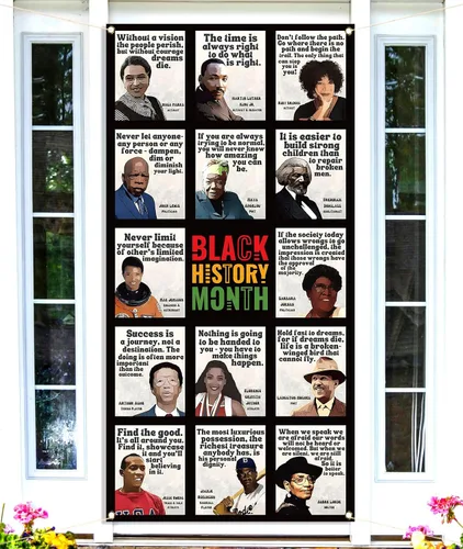 Cubierta de puerta del mes de la historia negra Febrero Afroamericano Personas famosas Aula Bandera de la puerta delantera Decoración de fotografía