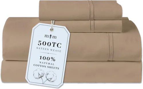 Miniatura 32 de Sábanas de Cama de Algodón 100% Natural Juego de Sábanas Cal King de Tejido Satén de Una Sola Capa 500 TC Ropa de Cama Sólida Transpirable e