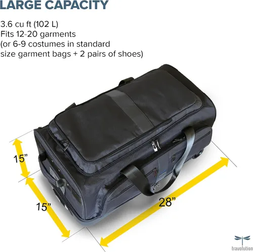 Miniatura 13 de Travolution Dance Bag with Garment Rack, 28 Inch Rolling Duffel With Wheels, Ideal for Competitions & Travel, Easy-assembly Lightweight Aluminum