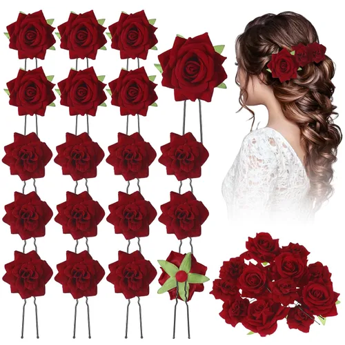 Miniatura 8 de BBTO 12 pinzas para el pelo de rosas, accesorios mexicanos para bailarinas de flamenco, mujeres, flores mexicanas, clips de flores para novia, Negro