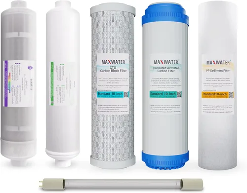 Miniatura 6 de Filtros de repuesto para sistema RO DI de 6 etapas - Sedimento, GAC, CTO, Post-Carbon, DI de lecho mixto, filtros de agua de tamaño estándar de 10