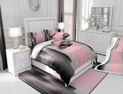 Miniatura 7 de jejeloiu Cortinas rosas y negras para dormitorio, sala de estar (2 paneles, 38 x 45 pulgadas), arte moderno, 30% a 50% cortinas opacas para niños