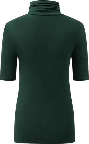 Miniatura 4 de OThread & Co. Camiseta de cuello alto de media manga para mujer, capa elástica básica, cómoda, cuello alto