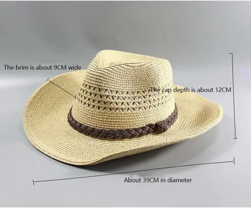 Miniatura 2 de CZDYUF - Sombrero de paja para hombre, ala ancha, plegable, gorra de hueso grande para hombre, talla grande, sombrero Fedora de 22.8in 23.6in Big