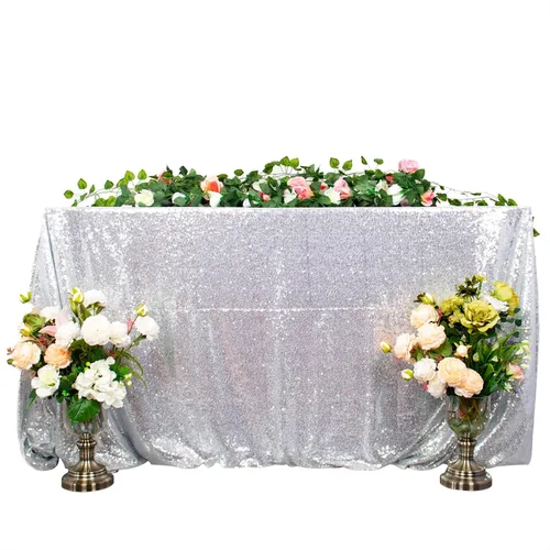 Miniatura 50 de ShiDianYi Mantel de lentejuelas color azul bebé, de 50 x 72 pulgadas, mantel rectangular de lentejuelas para decoración de boda - 200111E
