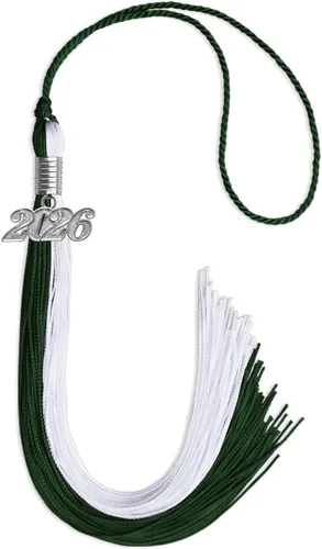 Miniatura 232 de Endea Graduation Borla de doble color con gota de fecha plateada (negro/oro antiguo, 2025)