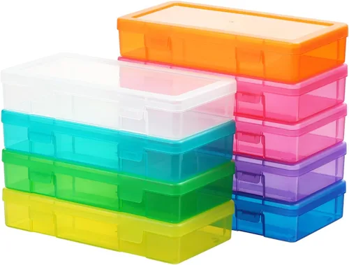 Miniatura 9 de Paquete de 9 organizadores medianos de plástico para manualidades, contenedores de almacenamiento de plástico transparente con tapa de pestillo
