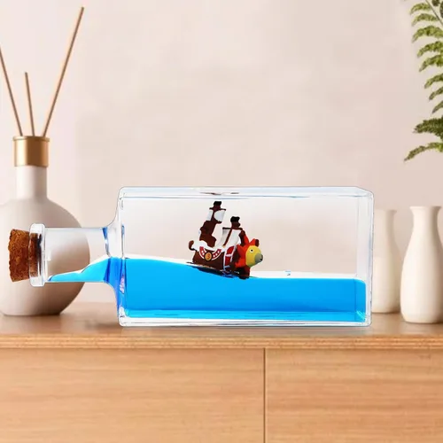 Miniatura 5 de LETINE Thousand Sunny - Decoración sensorial para adultos, diseño de barco pirata de anime insumergible en una botella, mini adorno de movimiento