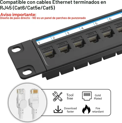 Miniatura 9 de Jadaol [Listado UL] Panel de Parches de 24 Puertos para Montaje en Rack o Montaje en Pared de 19 Pulgadas, Panel de Red Cat 6 de 1U Precargado
