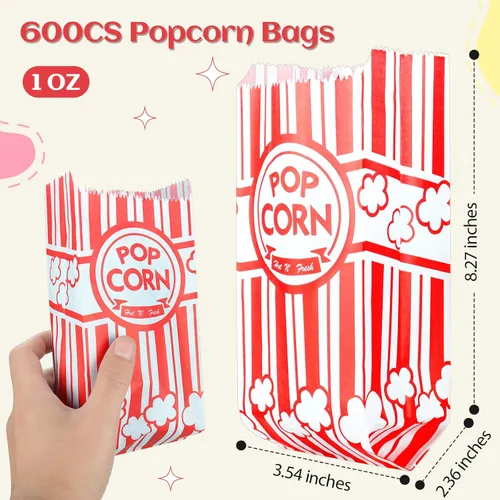 Miniatura 3 de Essenya 202 bolsas de palomitas de maíz con cuchara para palomitas y salero, bolsas pequeñas de palomitas de maíz de 1 onza, bolsas de palomitas