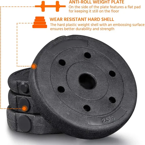 Miniatura 6 de Yaheetech Juego de mancuernas ajustables, pesas para ejercicio y fitness, con 4 collares Spinlock para mujeres y hombres, gimnasio en casa