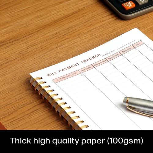 Miniatura 3 de Rastreador de pagos de facturas. Cuaderno A5 planificador de facturas con encuadernación en espiral y bolsillo trasero - Organizador de finanzas