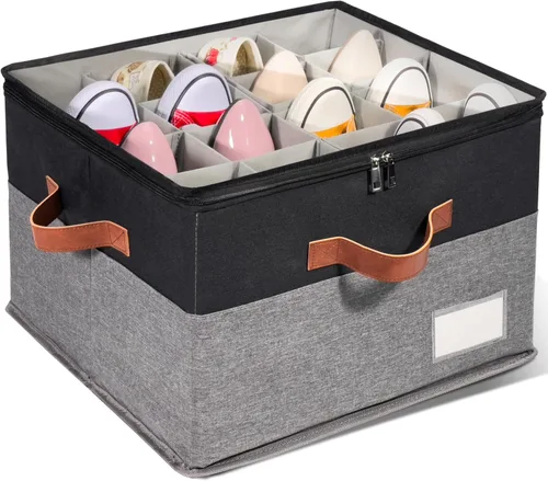 Miniatura 12 de Paquete de 1 organizador de zapatos para armario, contenedores de almacenamiento ajustables para zapatos, contenedores grandes plegables