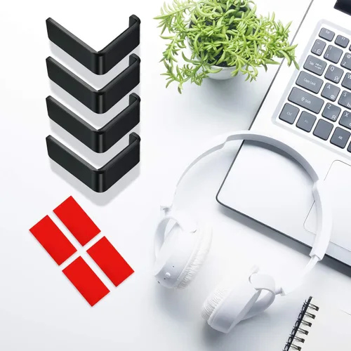 Miniatura 6 de Weewooday 4 Piezas Colgador para Auriculares Soporte de Escritorio Adhesivo Gancho para Auriculares Montaje en Pared Soporte para Auriculares
