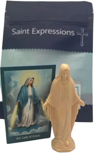 Miniatura 4 de Westmon Works Nuestra Señora de Gracia Mini Estatua de Plástico de 3 Pulgadas y Juego de Tarjetas de Oración Sagrada