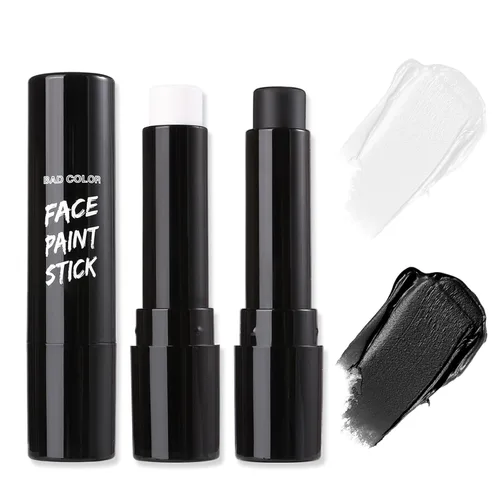 BADCOLOR Pintura corporal negra y blanca para adultos, softbol, fútbol, béisbol, deportes, no tóxica, hipoalergénica, para Halloween, maquillaje