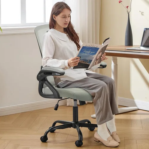 Miniatura 8 de Silla de oficina ergonómica, silla de escritorio con soporte lumbar ajustable, cómodas sillas de computadora de malla transpirable con reposabrazos