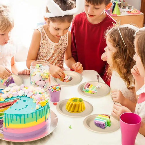 Miniatura 2 de Platos de papel pequeños de 7 pulgadas, paquete de 300 platos de papel desechables a granel, platos de postre 100% compostables, platos de papel