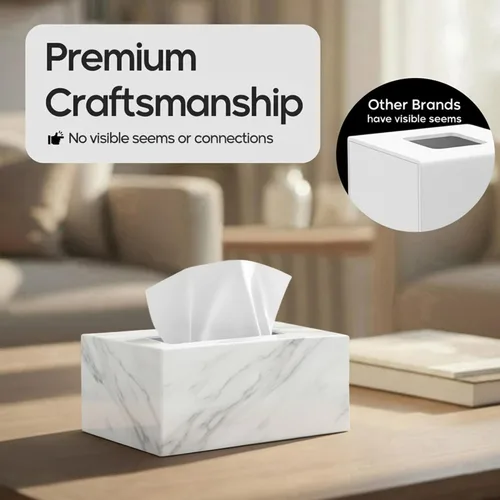 Miniatura 5 de Cubierta de Caja de Paños Rectangular - Soporte de Caja de Paños Rectangular - Compatible con Kleenex - Accesorios de Baño de Acrílico y Mármol