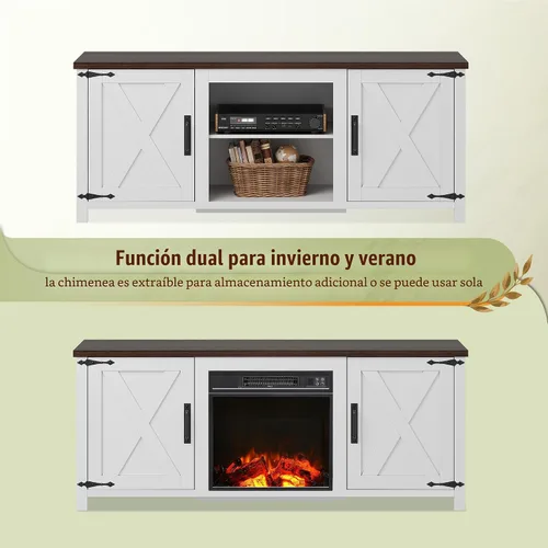 Miniatura 8 de WLIVE Moderno soporte de TV de granja para televisores de hasta 65 pulgadas, centro de entretenimiento con puertas de granero en forma de X, consola