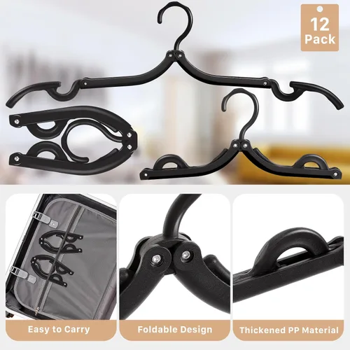 Miniatura 3 de 24 perchas de viaje, perchas plegables portátiles, perchas plegables ligeras, antideslizantes, accesorios de viaje para ropa, perchas plegables