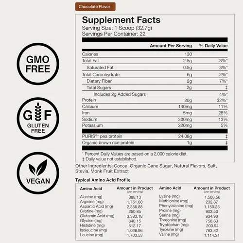 Miniatura 9 de Momentous - Proteína vegana en polvo - 20 g de proteína a base de plantas - Certificada NSF para el deporte - Sin gluten - Sin transgénicos - 22