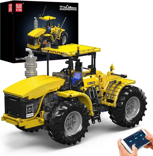 Mould King 17081 Modelo de bloques de construcción de tractor articulado técnico, 1300 piezas de vehículos de remolque con control remoto, juguete