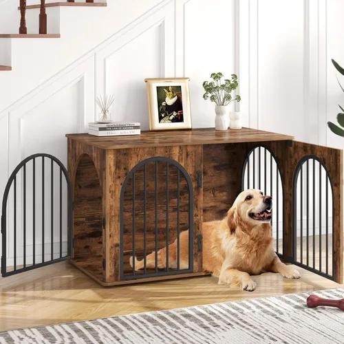 Miniatura 10 de Hzuaneri - Muebles de madera para perros de 26.8 pulgadas, jaula de interior para perros pequeños, jaulas resistentes decorativas para mascotas