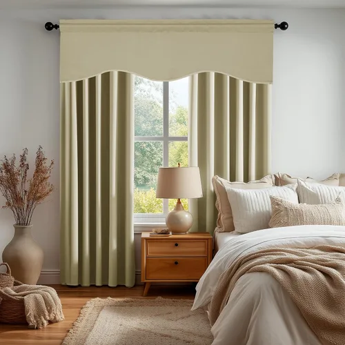 Miniatura 3 de Cenefas Deconovo festoneadas para cortinas pequeñas para oscurecimiento con barra de cortina sólida