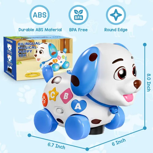 Miniatura 6 de Juguetes musicales para niños de 1 año, regalos para bebés de 6-12-18 meses, juguetes de aprendizaje para cachorros para niños de 1 año, regalos Azul