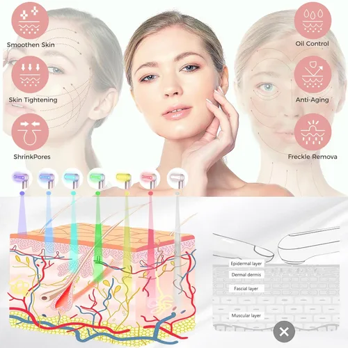 Miniatura 2 de Terapia de luz roja, terapia de luz facial LED, 7 colores, varita de belleza para ojos, masajeador facial rojo para cuidado de la piel y herramienta