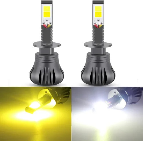 Bombillas LED de flash estroboscópico Switchback blancas y amarillas H1 súper brillantes para luz antiniebla o luces de conducción diurna (lámparas