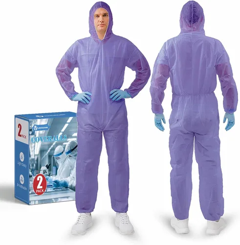 Miniatura 17 de Trajes de materiales peligrosos, 10 opciones de colores Monos protectores desechables, traje de pintura con muñecas elásticas, tobillos y capucha