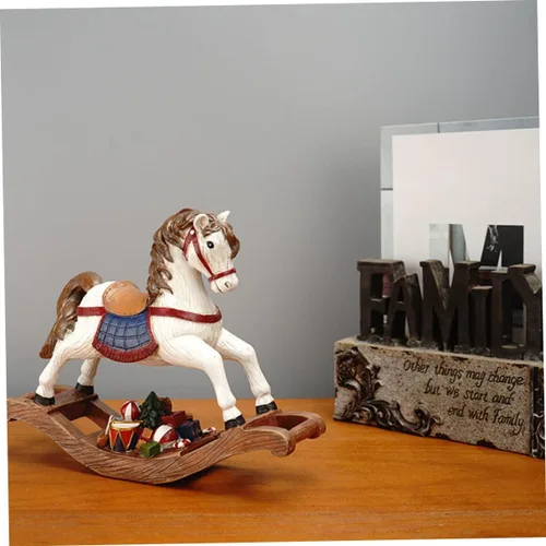 Miniatura 9 de Escultura de caballo de resina, adorno de caballo de Troya de Navidad, adornos de vacaciones, decoraciones para salas de casa, figura de caballo
