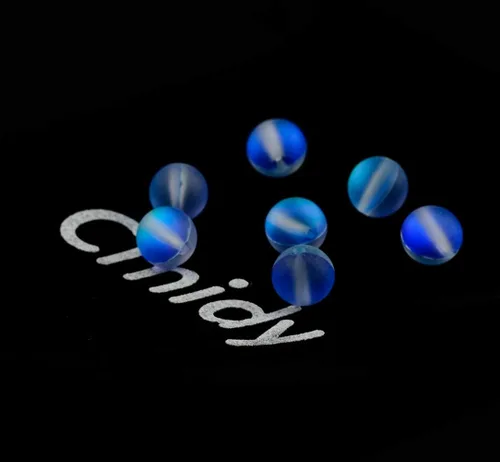 Miniatura 3 de Cuentas de cristal Aurora mate, color azul, 100 unidades de 0.315 pulgadas (0.315 in) con purpurina flash de sirena brillante, cuentas redondas
