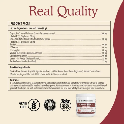 Miniatura 7 de Real Mushrooms Reishi & Cordyceps para humanos y hongos masticables relajantes para mascotas, paquete para relajación, energía e inmunidad, vegano