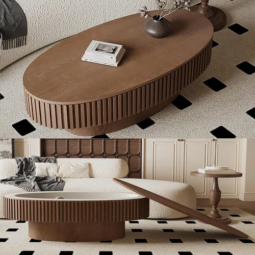 Miniatura 34 de 31.52" Square Lift Top Coffee Table with Storage, Natural Rattan & Hemp Rope, Adjustable Function, Vintage Farmhouse Center Table for Living Room