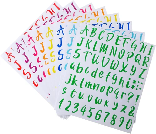 Miniatura 3 de Outus 576 piezas de 8 hojas de calcomanías autoadhesivas de vinilo, letras del alfabeto, números, buzones, calcomanías para decoración de aula