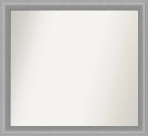 Miniatura 500 de Amanti Art Espejo de baño plateado para sobre el fregadero, 24 x 24 pulgadas, espejo cuadrado de peltre forjado a medida, marco de madera casual