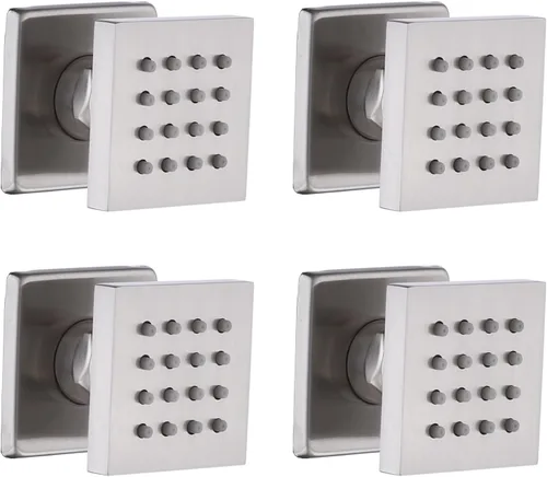Miniatura 28 de HOMEDEC Cabezal de ducha redondo de latón de 2 pulgadas, para masaje, spa, soporte de pared, 4 piezas, negro mate