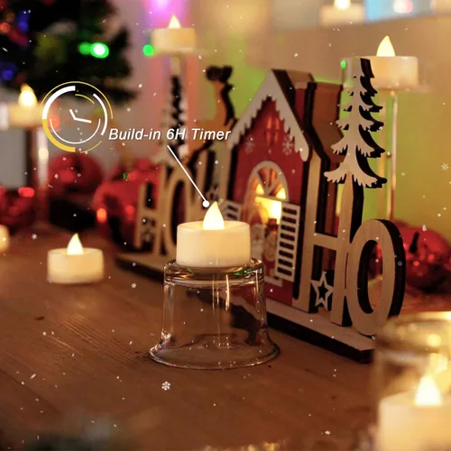 Miniatura 9 de BEICHI Paquete de 12 Velas de Té con Temporizador, Velas LED con Temporizador Operadas a Batería, Velas de Té Sin Llama con Temporizador de 6 Horas