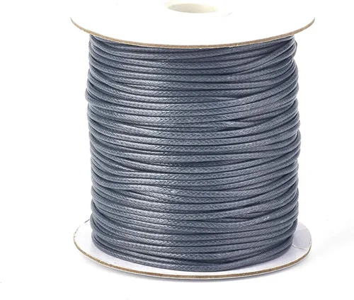 Miniatura 30 de Cordón de poliéster encerado coreano de 100 yardas, hilo de cordón trenzado beige para collar, cuerda de alambre de 0.079 pulgadas con carrete