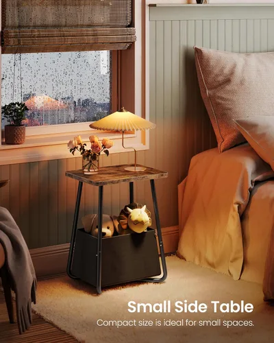 Miniatura 4 de CHOEZON Mesa auxiliar de guardería con cesta de tela extraíble, mesa auxiliar pequeña para espacios pequeños, mesita de noche para guardería, sofá