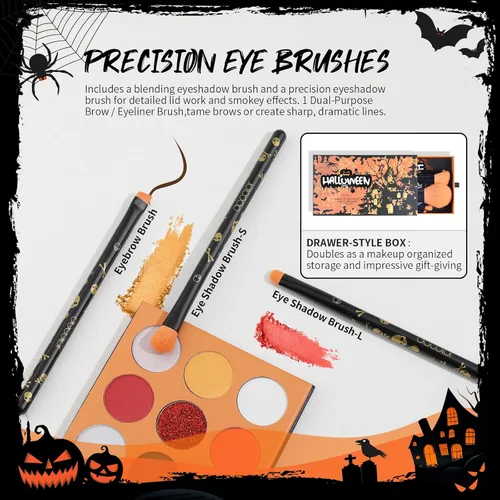 Miniatura 3 de docolor Juego de brochas de maquillaje, 5 brochas de maquillaje góticas de Halloween, contorno de polvo, delineador de ojos, juego de pinceles