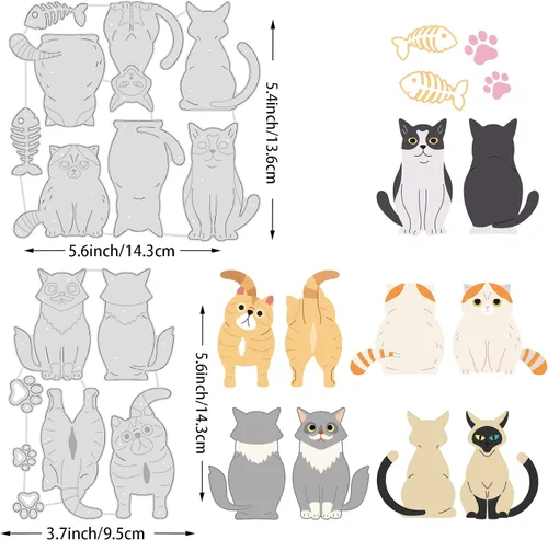 Miniatura 2 de BENECREAT 5 juegos de troqueles de metal de animales y gatos, troqueles de corte para hacer tarjetas, manualidades, álbumes de recortes, álbum