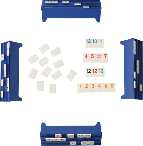 Miniatura 6 de Point Games Juego clásico de Rummy Cube de tamaño completo, con estantes plegables de 3 niveles y azulejos, en una bolsa de viaje de lona súper